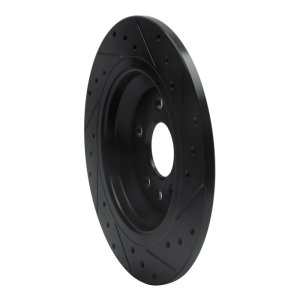 Volvo V60 Cross Country Brake Rotor (1) - Rear Left - R1 Concepts - Drilled & Slotted - Black - `07-`18